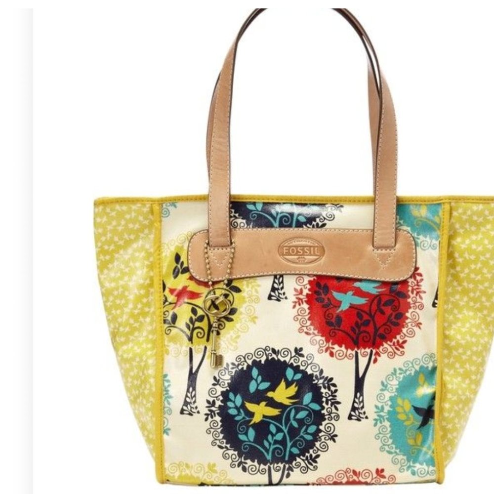Fossil Key-Per Print Coated Canvas Tote - image 1